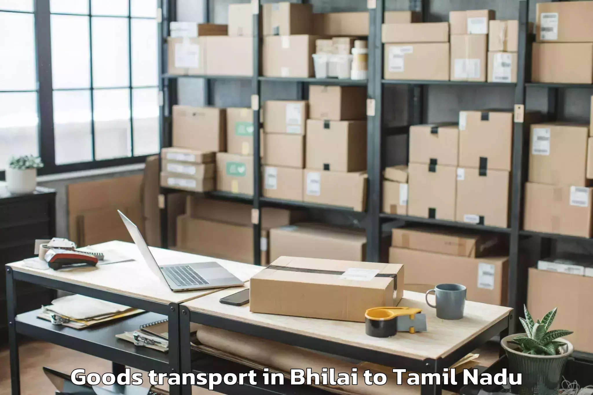 Top Bhilai to Valangaiman Goods Transport Available